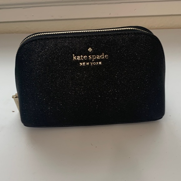 kate spade Handbags - NWT Kate Spade Black Shimmy Glitter Fabric Small Cosmetic Bag